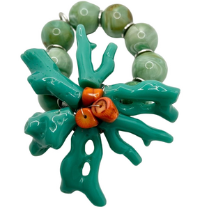Coral stretch bracelet with high quality plastic beads